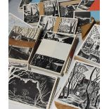 MERYL WATTS (b.1910). Two boxes of woodcut postcards of Portmeirion and the surrounding area,