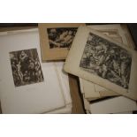 A LARGE FOLDER OF MAINLY 19TH CENTURY ENGRAVINGS, ETCHINGS, ETC FROM THE HENSHAW COLLECTION,