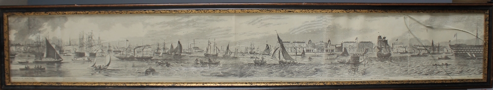 A SET OF FIVE 19TH CENTURY ENGRAVINGS OF LONDON THAMES SCENES, with inscriptions, smallest 13 x 78 - Image 9 of 10