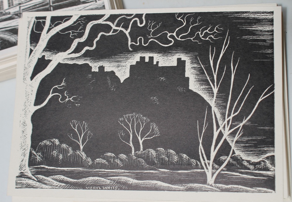 MERYL WATTS (b.1910). Two boxes of woodcut postcards of Portmeirion and the surrounding area, - Image 2 of 5
