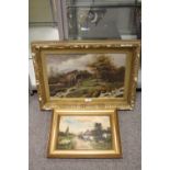 TWO GILT FRAMED OIL PAINTINGS DEPICTING RURAL SCENES