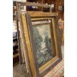 A LARGE QUANTITY OF ANTIQUE PICTURES FRAMES TO INC GILT EXAMPLES A/F