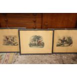 THREE FRAMED AND GLAZED VINTAGE FRENCH CARLE VERNEL HUNTING PRINTS