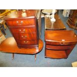 A MAHOGANY COFFEE TABLE, SIDE CABINET AND BOOKCASE (3)