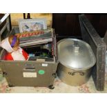 A LARGE QUANTITY OF COLLECTABLES TO INCLUDE UNFRAMED PRINTS, DOLL, LARGE TWIN HANDLED COOKING POT