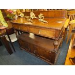 A VICTORIAN WALNUT BUFFET WITH CUPBOARDS BELOW W-122 CM