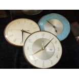 THREE RETRO METAMEC WALL CLOCKS A/F