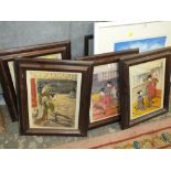 A SET OF FOUR JAPANESE COLOURED PRINTS, depicting Geisha, framed and glazed, 36 x 25 cm (4)Condition