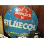 A VINTAGE ENAMELLED BLUECOL ADVERTISING SIGN