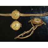 THREE VINTAGE 9 CARAT GOLD WRIST WATCHES