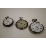 THREE SILVER POCKET WATCHES