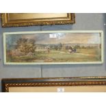 A FRAMED AND GLAZED WATERCOLOUR OF A COUNTRY SCENE AND ANIMALS - CIRCLE OF DAVID COX