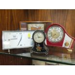 FOUR VINTAGE AND RETRO MANTLE CLOCKS