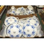 TWO TRAYS OF ROYAL STAFFORD BLUE AND WHITE TEA AND DINNERWARE