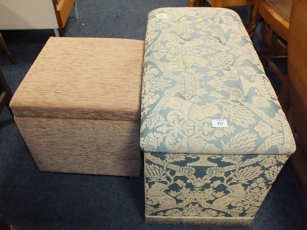 TWO MODERN UPHOLSTERED BOX STOOLS