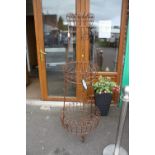 A THREE TIER DEER PARK IRONWORKS GARDEN PLANTER - H 167 CM