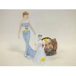 A ROYAL DOULTON DIANA PRINCES OF WALES FIGURE TOGETHER WITH A COALPORT FIGURE AND A ROYAL DOULTON