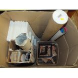 A BOX OF PICTURE FRAMING ACCESSORIES, POSTERS ETC