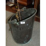 A VINTAGE COAL BUCKET AND CONTENTS