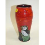 A SIGNED ANITA HARRIS PUFFIN PATTERN VASE