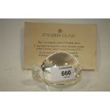 A SIGNED STEUBEN GLASS TORTOISE PAPER WEIGHT