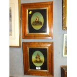 PAIR OF VINTAGE FRUIT AND VEGETABLE ADVERTISING PRINTS IN SATINWOOD FRAMES