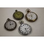 FOUR VINTAGE POCKET WATCHES TO INCLUDE A THOMAS RUSSELL AND SONS TEMPUS FUGIT EXAMPLE