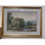 A FRAMED AND GLAZED WATERCOLOUR OF MORTON HALL SIGNED JOHN THORLY