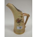 A ROYAL WORCESTER BLUSH IVORY CERAMIC JUG