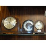 THREE OAK MANTEL CLOCKS