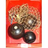 THREE VINTAGE LAWN BOWLS