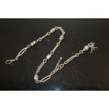 AN ANTIQUE SILVER ALBERTINA LADIES WATCH CHAIN