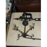 ***A MODERN CAST METAL HORSE TOPPED WEATHER VANE