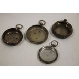 FOUR SILVER POCKET WATCH CASES
