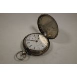 AN ANTIQUE HALLMARKED SILVER FULL HUNTER POCKET WATCH BY THOMAS HOWARD