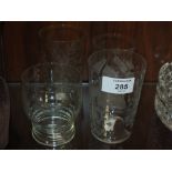 FOUR ETCHED DRINKING GLASSES