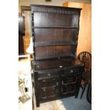 A DARK OAK SMALL DRESSER - W 91 CM