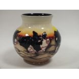 A LIMITED EDITION MOORCROFT BERKSHIRE PIGS PATTERN VASE - NUMBER 3 OF 30