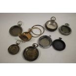 A BAG OF ASSORTED POCKET WATCH CASES TO INCLUDE SILVER EXAMPLES