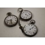 THREE SILVER POCKET WATCHES