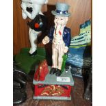 ***A MODERN CAST METAL UNCLE SAM MONEY BANK