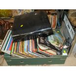 TWO TRAYS OF MOSTLY CLASSICAL LP RECORDS TOGETHER WITH AN ION PROFILE PRO USB TURNTABLE