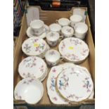 A TRAY OF HAND PAINTED ROYAL ALBERT FOR LAWLEYS 'BLOSSOM' PATTERN CHINA