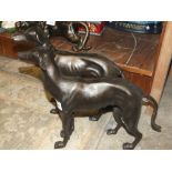 ***A PAIR OF MODERN CAST METAL GREYHOUND FIGURES