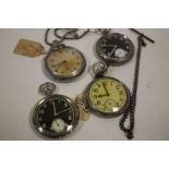 FOUR MILITARY POCKET WATCHES