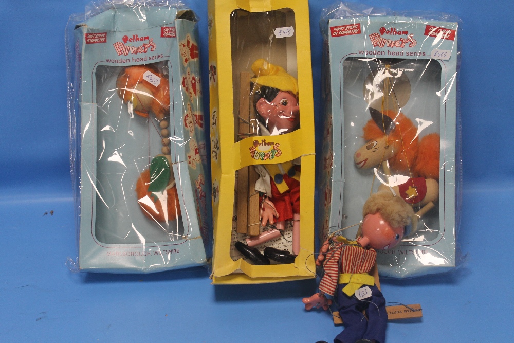 A COLLECTION OF FOUR PELHAM PUPPETS TO INCLUDE PINOCCHIO