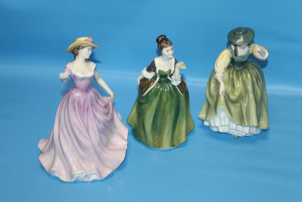 THREE ROYAL DOULTON FIGURINES TO INCLUDE "BUTTERCUP" A/F, "FLEUR" AND "BETH"