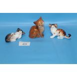 THREE ROYAL DOULTON CAT FIGURES 1 A/F