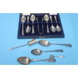 A SMALL COLLECTION OF HALLMARK SILVER AND WHITE METAL SPOONS