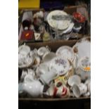 TWO TRAYS OF ASSORTED CERAMICS TO INCLUDE ROYAL ALBERT OLD COUNTRY ROSES ETC